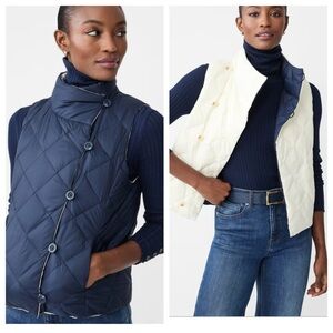 McLaughlin Vivian reversible quilted vest navy blue white 27117